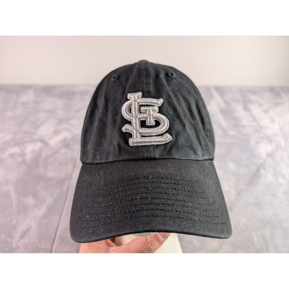 OTS St Louis Cardinals MLB Baseball Cap Hat Black White Logo Adjustable OSFA